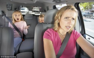 mom driving kids